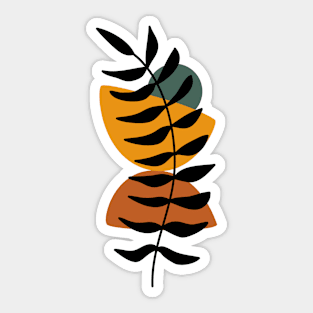 Boho Feather and Shapes, Tropical Leaves, Boho Lover Gifts for Christmas, Botanical Plants Shapes Sticker